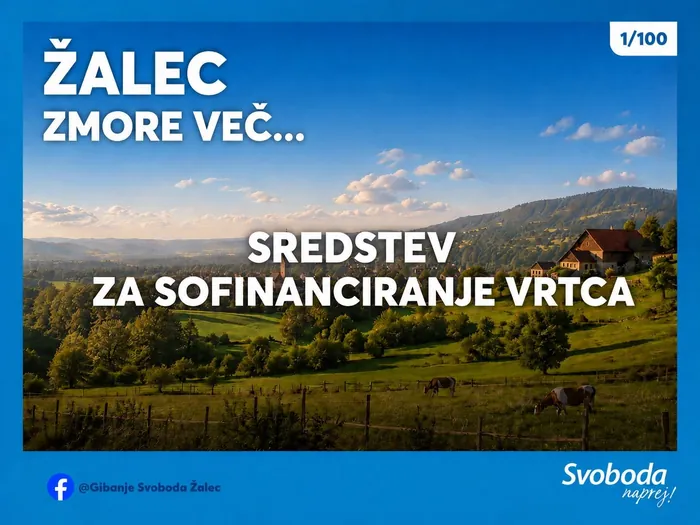 Objava 1/100 – Žalec zmore več… sredstev za sofinanciranje vrtca.