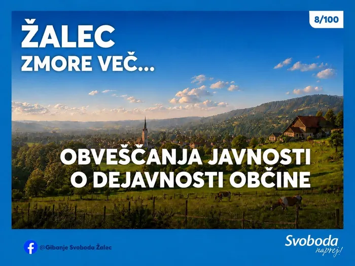 Objava 8/100 – Žalec zmore več… obveščanja javnosti o dejavnosti občine.