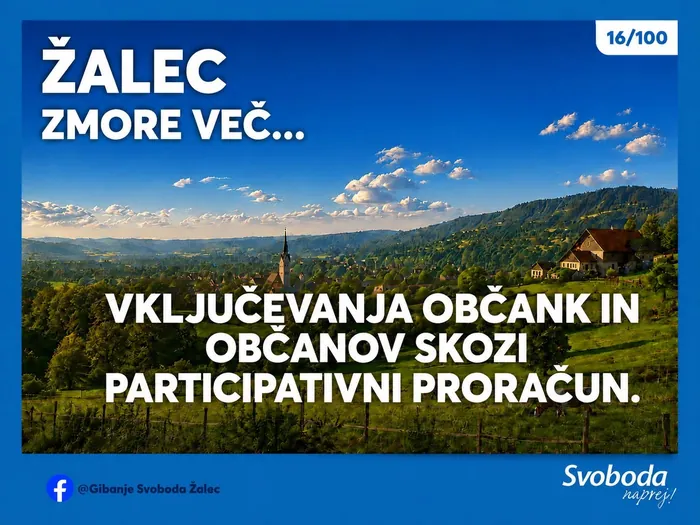 Objava 16/100 – Žalec zmore več… vključevanja občank in občanov skozi participativni proračun.