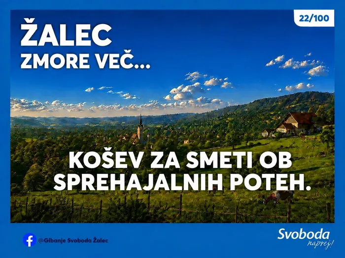Objava 22/100 – Žalec zmore več… košev za smeti ob sprehajalnih poteh.