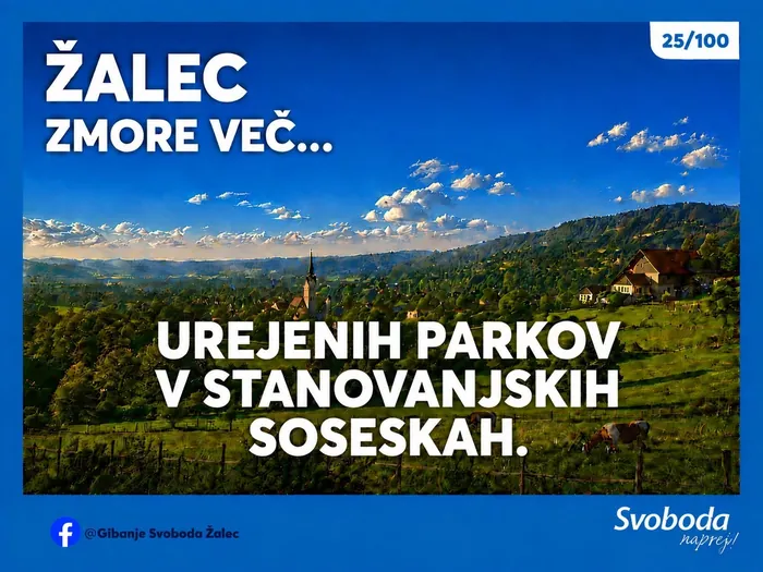 Objava 25/100 – Žalec zmore več… urejenih parkov v stanovanjskih soseskah.