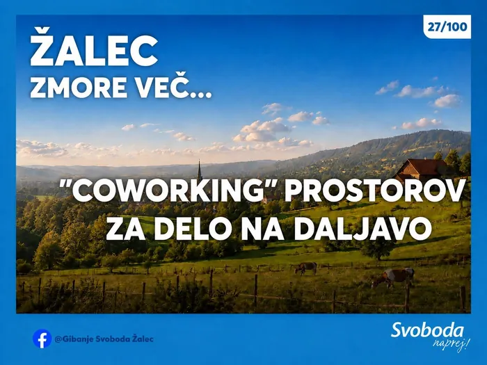 Objava 27/100 – Žalec zmore več… »coworking« prostorov za delo na daljavo.